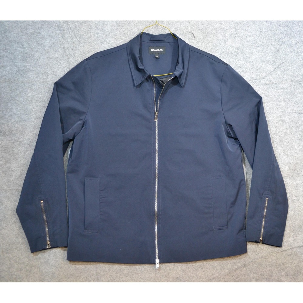 Bonobos Jacket Mens L Blue Quilted Softshell Full Zip Collared Lined Insulated